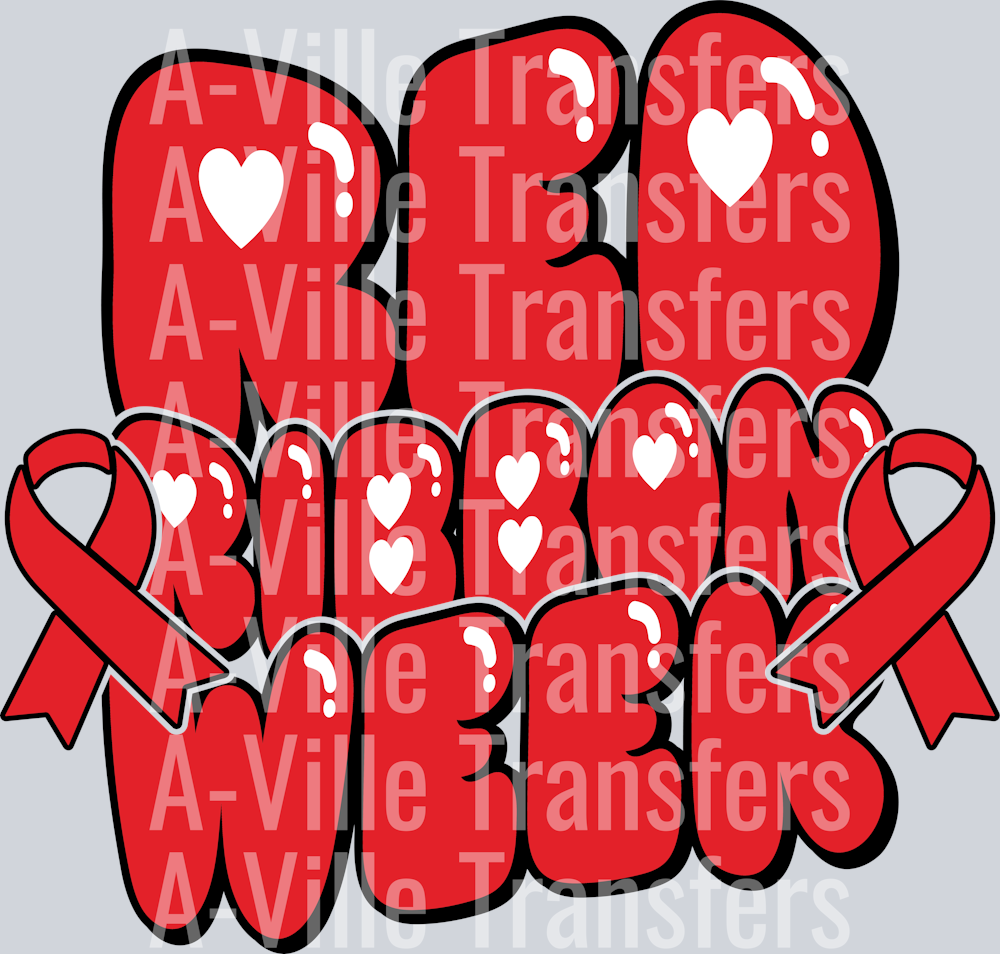 Red Ribbon Week Bubble Letters