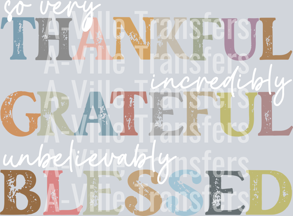 Blessed Thankful Grateful white
