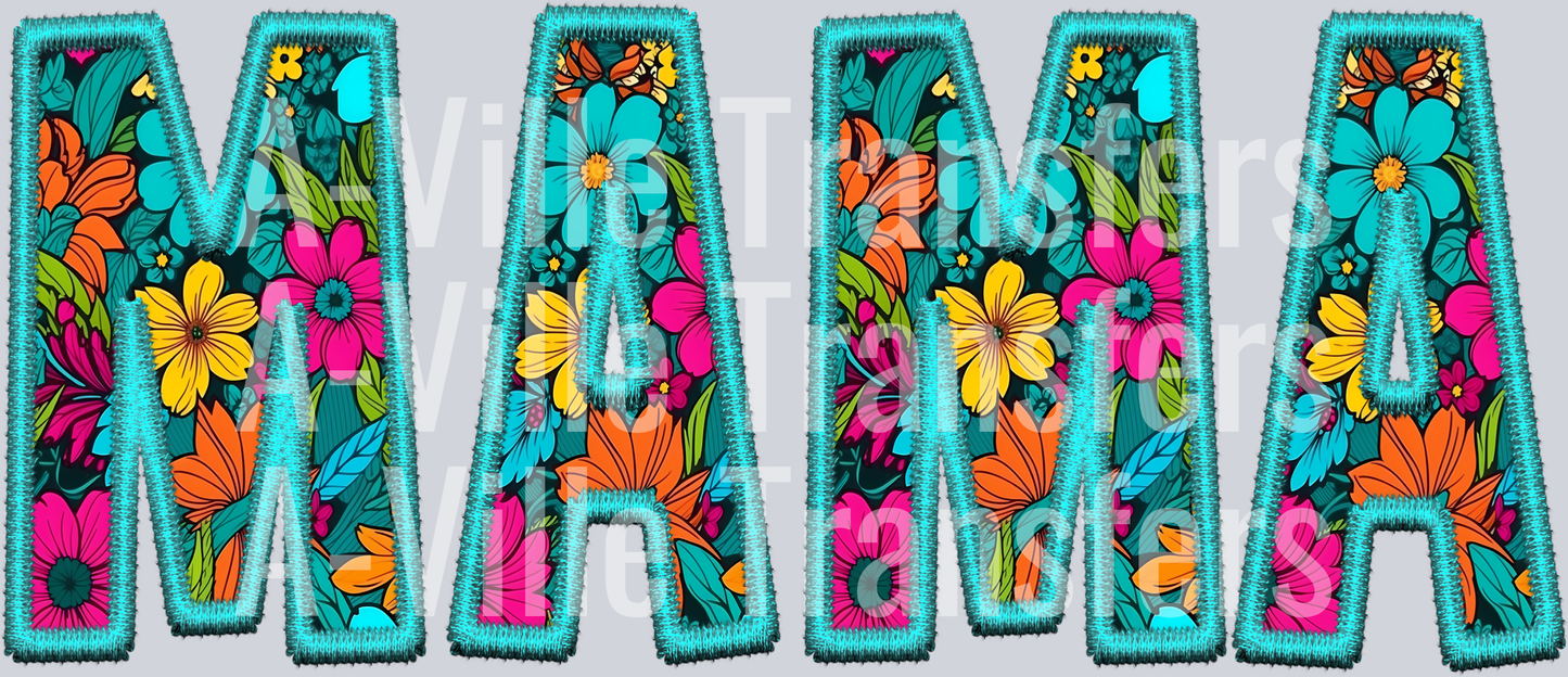 Mama faux embroidery