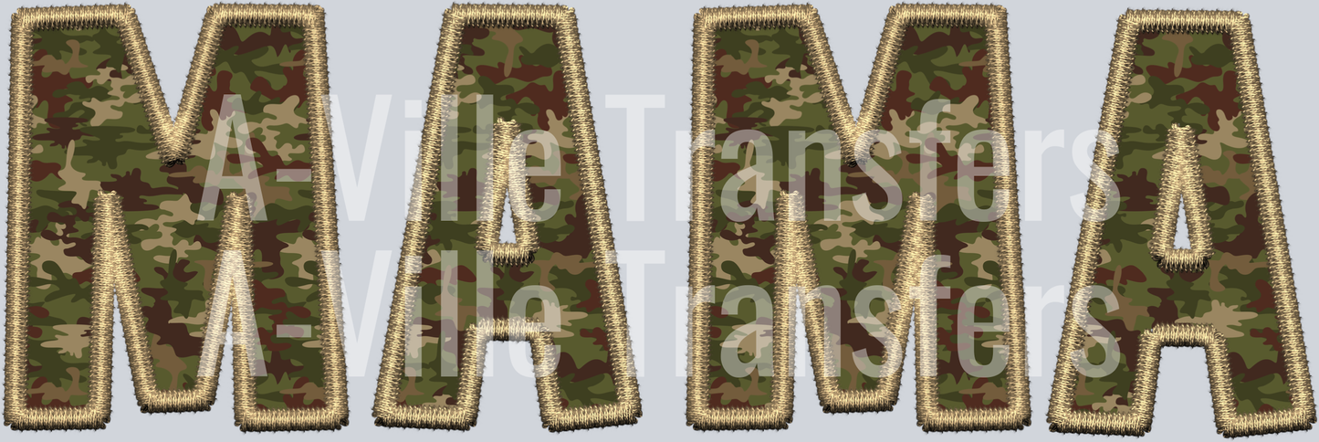 Mama camo faux embroidery