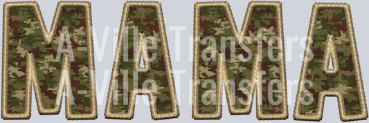 Mama camo faux embroidery