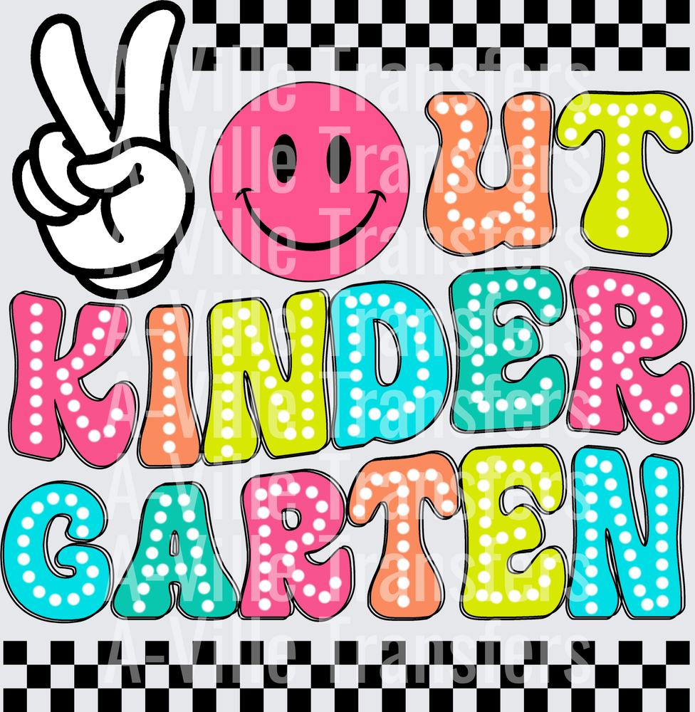 Peace Sign Smiley Face Out Kindergarten Polka Dot Letters