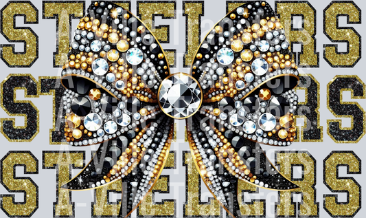 Steelers Rhinestone Bow