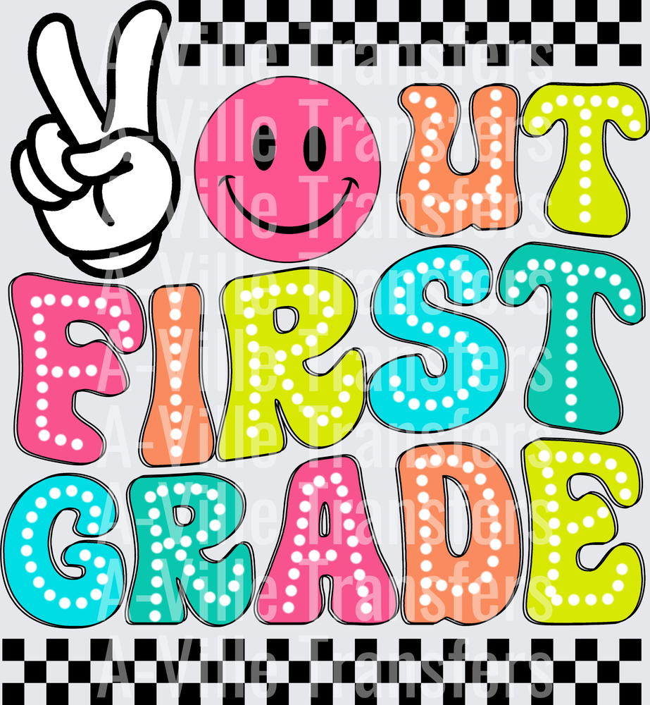 But First Grade Peace Sign Smiley Face Back to School