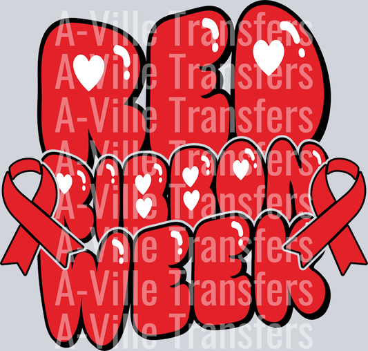 Red Ribbon Week Bubble Letters