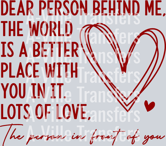 Dear Person Behind Me Red